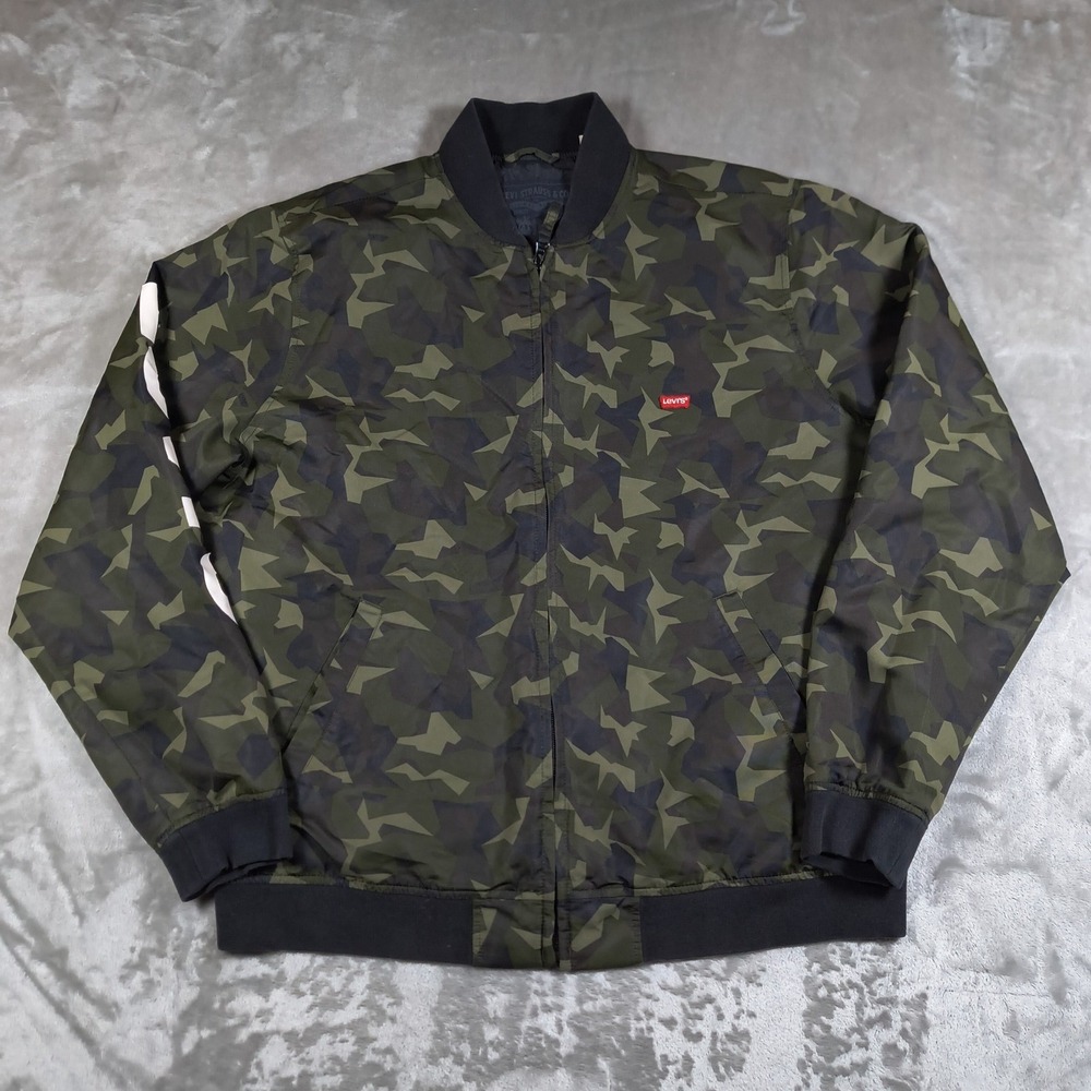 Levis Bomber Jacket Mens Medium Green‎ Camouflage Full Zip